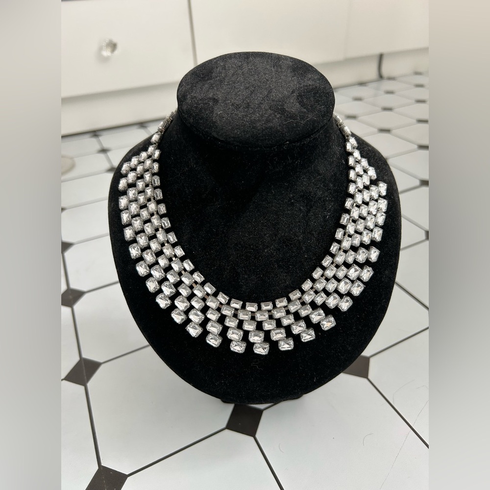 Elegant Silver Faux Diamond Necklace